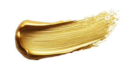 Luxurious Golden Paint Stroke on White Backdrop for Creative Designs