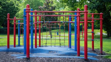 Vibrant Playground Structure in Lush Green Park