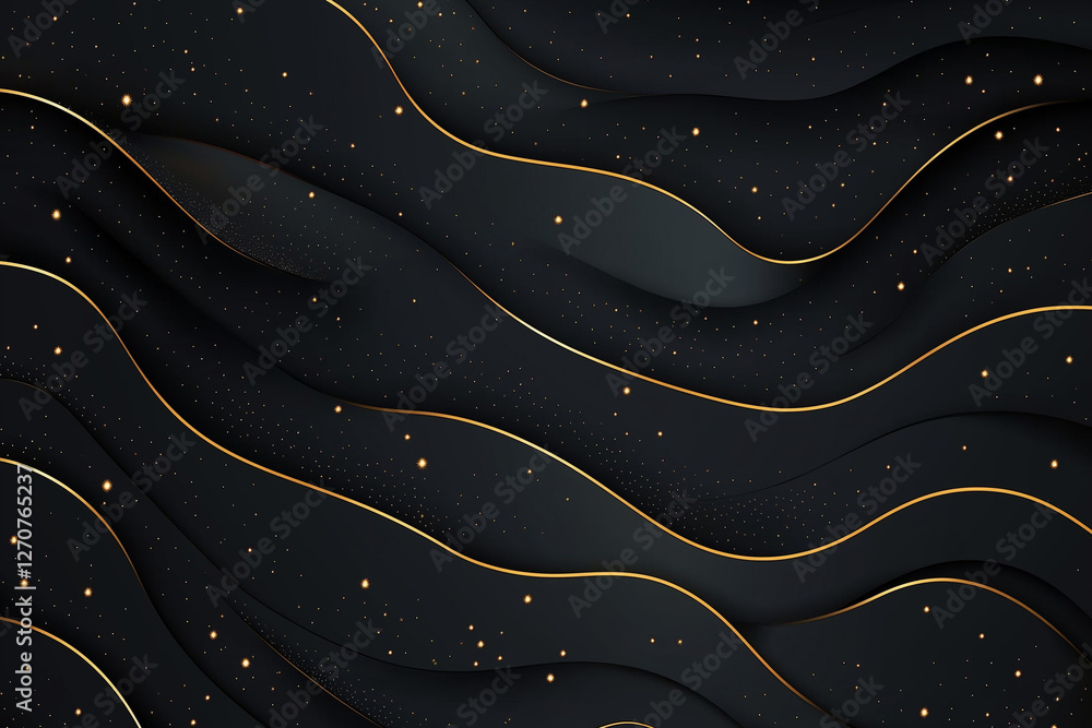 Poster black dark elegant seamless pattern in retro style with a little gold dots. can be used for a premiu