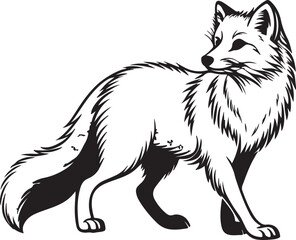 Fox Silhouette: A clean, striking silhouette of a fox standing gracefully, its alert gaze and poised stance exuding a sense of wildness and intrigue.