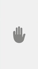 Gray hand symbol on white background indicating stop gesture