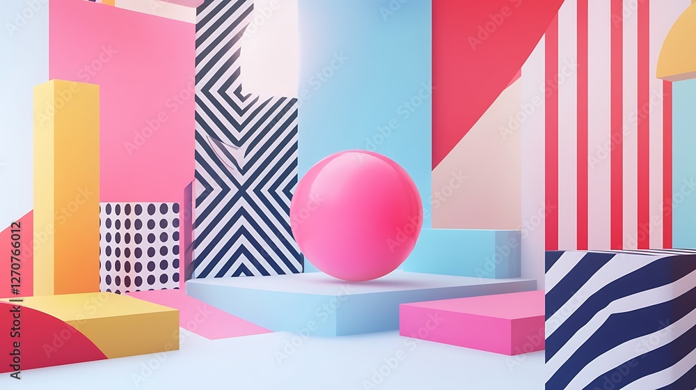 Poster abstract colorful geometric shapes display