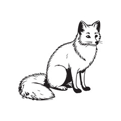 Elegant Fox Illustration: A beautifully crafted black and white illustration of a fox, capturing the animal's sleek form and enigmatic gaze.