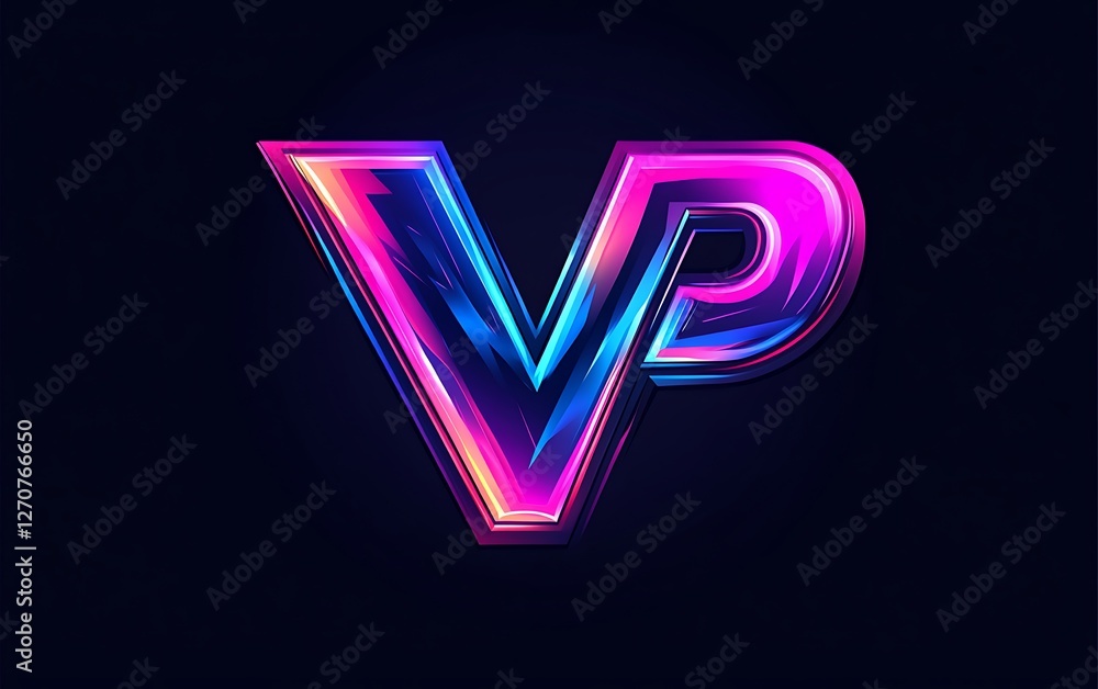 Poster Abstract graphic design of letters V and P. Use background design, branding material