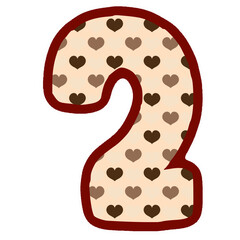 the number two is made up of hearts
