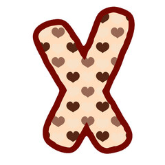 a brown and white heart shaped letter x