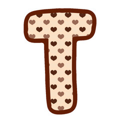 a brown and white heart shaped letter T