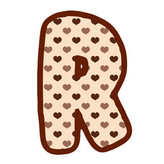 a brown and white heart shaped letter R