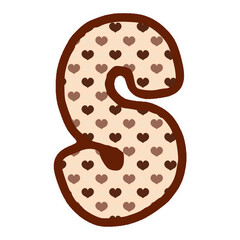 a brown and white heart shaped letter S on a transparent background