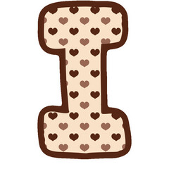 a brown and white heart pattern letter I