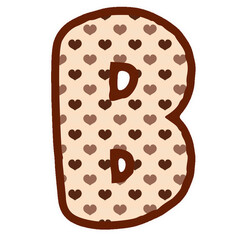 a brown and white heart shaped letter B