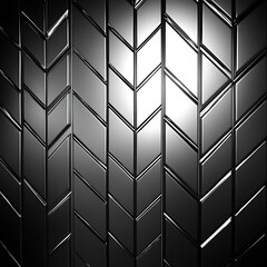 Obraz premium Metallic Tiles Arranged in a Chevron Pattern Creating a Reflective Design with Shadows and Light