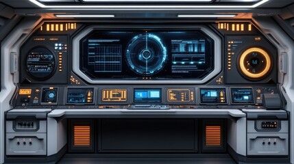 Futuristic Spaceship Console: Controls & Displays