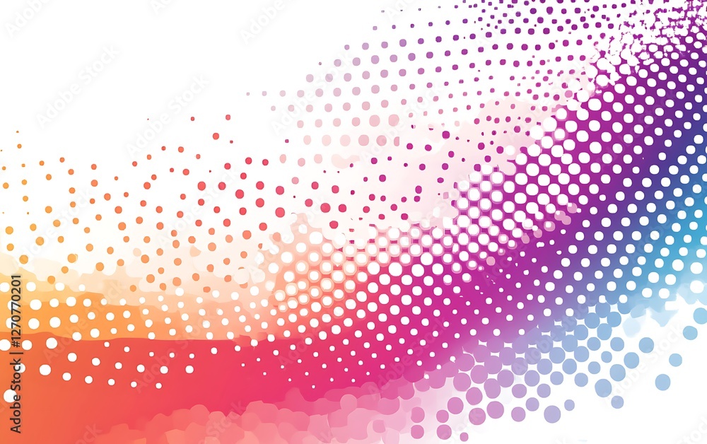 Aufkleber colorful halftone dots fading on white, abstract graphic background. for web design and decoration