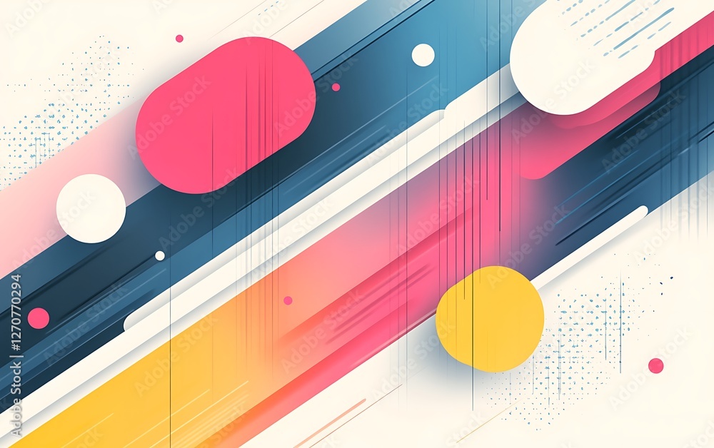 Aufkleber Abstract colorful dynamic composition with geometric shapes and lines for modern design