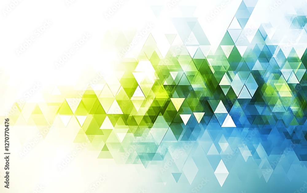 Aufkleber abstract triangular shapes blend from green and yellow to blue background. modern design