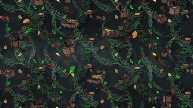 Pirate Treasure chest cofre Wallpaper loop tile Falling. This is a loopable and tileable background