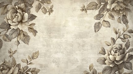 Elegant Sepia Rose Floral Wallpaper Design