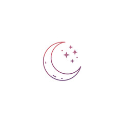 Crescent Moon and Sparkling Stars in Minimalist Gradient Design