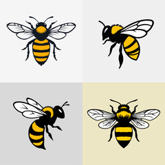 Bee logo set, vector graphic