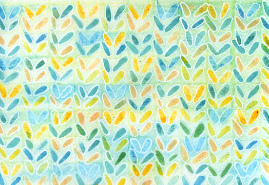 Colorful watercolor pattern with abstract design on paper