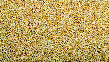 Repeating pattern of tiny quinoa grains, emphasizing their round shape and light beige or red color. Ideal for healthy eating, superfoods, or modern cuisine concepts. Texture, background.