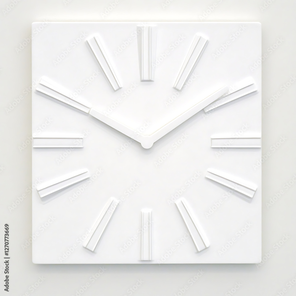 Poster modern simplicity square wall clock design with three o clock time indication in white shade