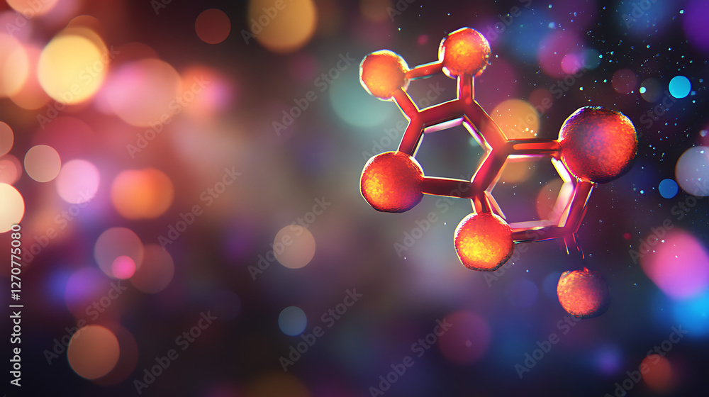 Poster molecular structure complex artistic representation blurred bokeh effect digital render science back