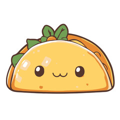 Sticker of a cute kawaii style taco on a white background