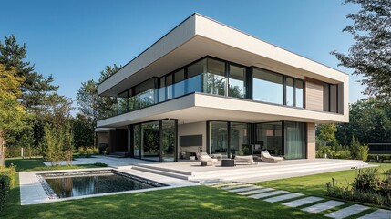 Fototapeta premium Modern Architectural Marvel: Luxurious Home Design