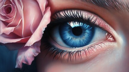 Olho: Eye Make-up Art with Feminine Touch, Woman Figure and Rose Blue Theme