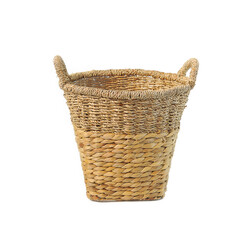 Obraz premium Empty wickery bascket isolated on white background. Hand made decor