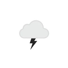 Gray Cloud and Lightning Bolt Icon Representing Bad Weather or Storm Illustration