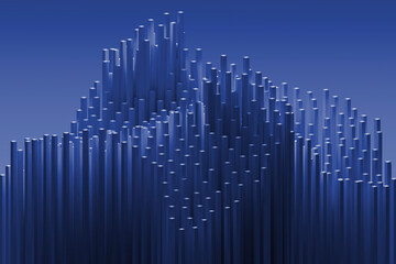 Abstract 3D rendering of vertical lines forming a geometric structure