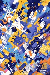 Fototapeta premium Abstract shapes, vibrant colors, playful design, background patterns, website design