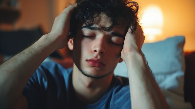 A young person appears stressed, holding their head, symbolizing emotional support needs.