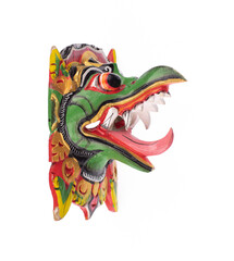 asian figurine with open mouth isolated on white background