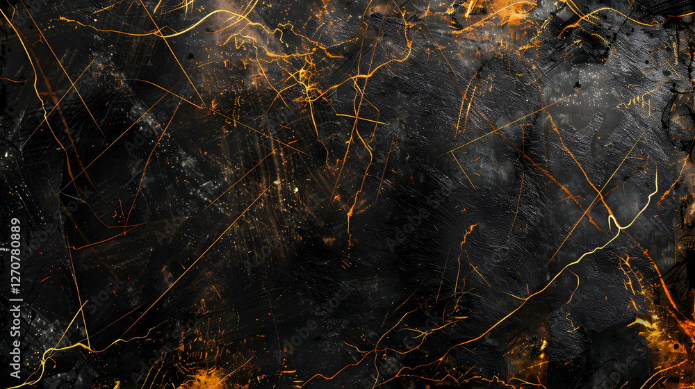 Poster abstract black and gold marble texture with intricate lines and patterns, perfect for backgrounds