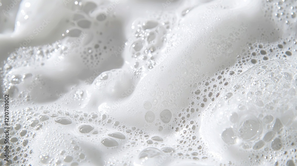 Poster gentle white soap foam creates a mesmerizing texture, bubbling and swirling in a tranquil bathroom s