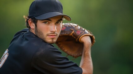 Baseball player, pitching, field, game, intense look, outdoor, sport, action, summer, athletic