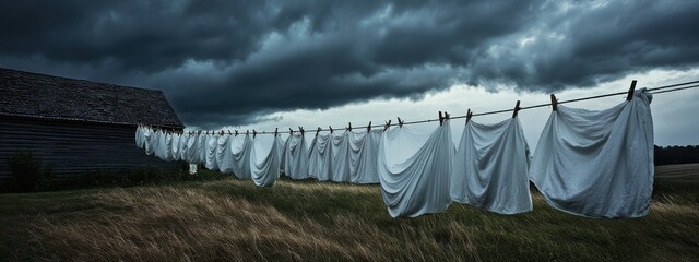 Washing Line under Ominous Storm Clouds