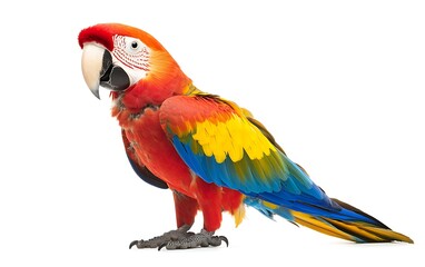 Obraz premium Colorful Macaw, Profile View, Isolated, Studio Shot, Possible use in educational materials