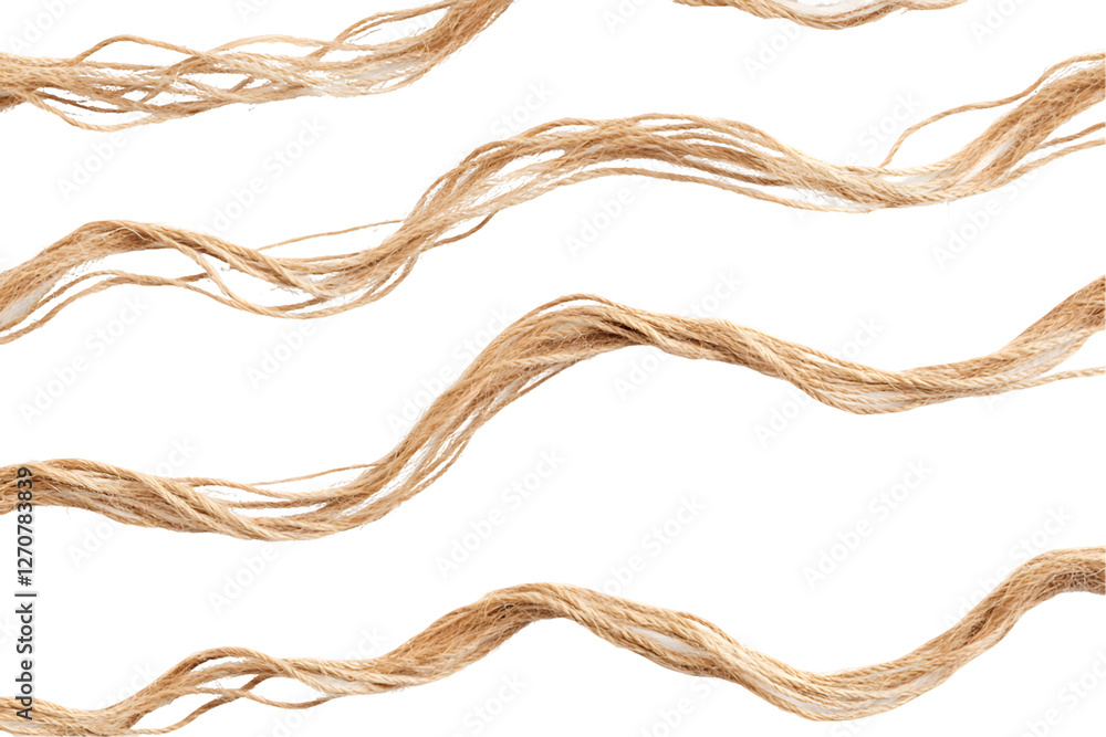 Poster abstract image of wavy beige string against a transparent background. the strings are light beige an