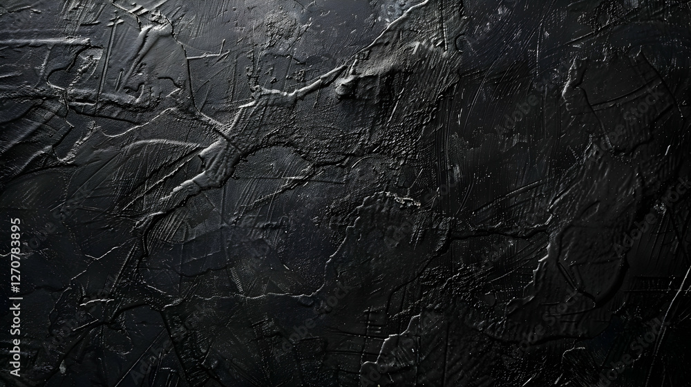 Poster abstract close-up of a textured black surface with intricate patterns and scratches