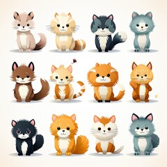 Fototapeta premium Diverse Selection of Cute and Colorful 2D Assets