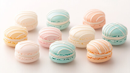 Obraz premium pastel white chocolate drizzled macarons