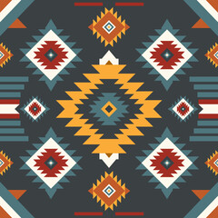 Navajo fabric pattern, bright and modern tones, traditional geometric patterns combined with a modern twist. Suitable for home decoration, textile and fashion applications, lifestyle products 
