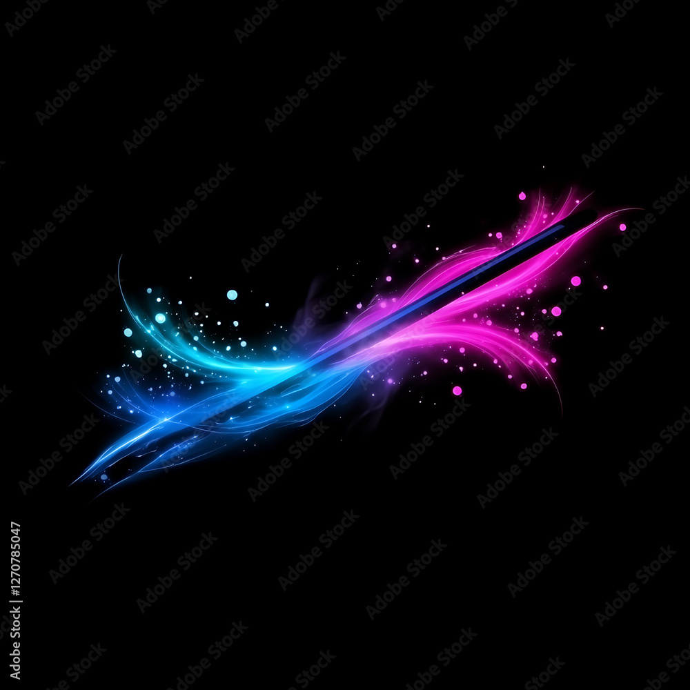 Poster neon energy flowing graphic abstract light effect design with dark backdrop for dynamic visuals