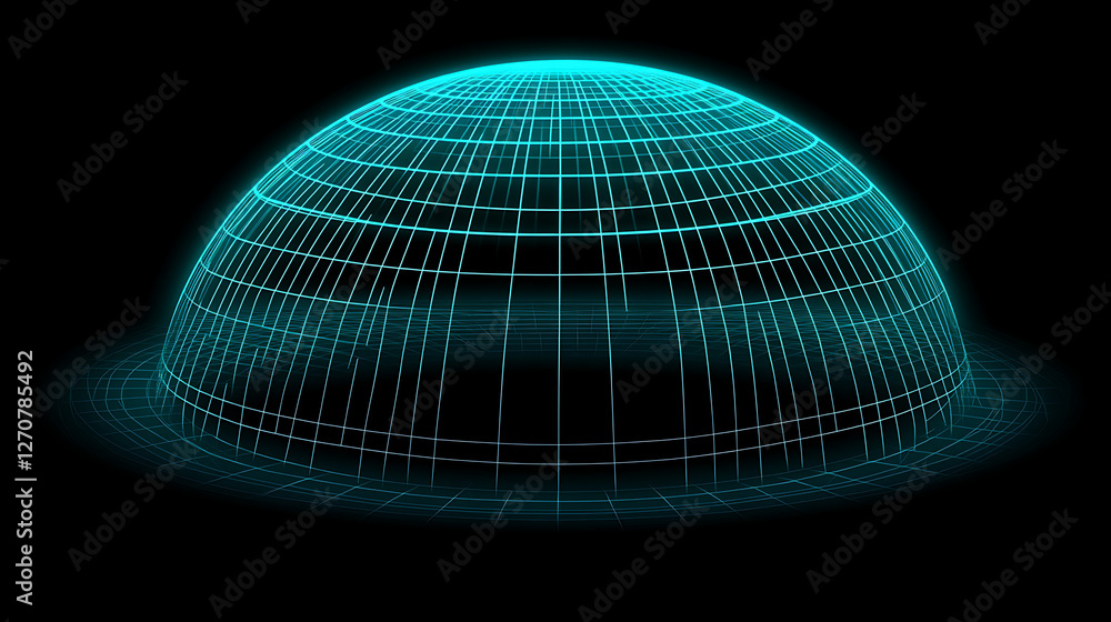 Aufkleber neon glow spherical grid visual abstract technology innovation future creative network geometric sph