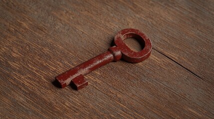 A rustic wooden key rests on a textured surface, symbolizing access, secrets, and the unlocking of potential.